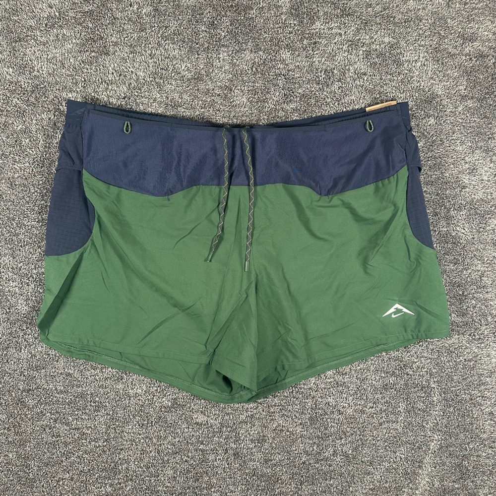 Nike Trail Shorts Mens XXL 2XL 5" Running Green Navy Lined HJ3572-323 NEW